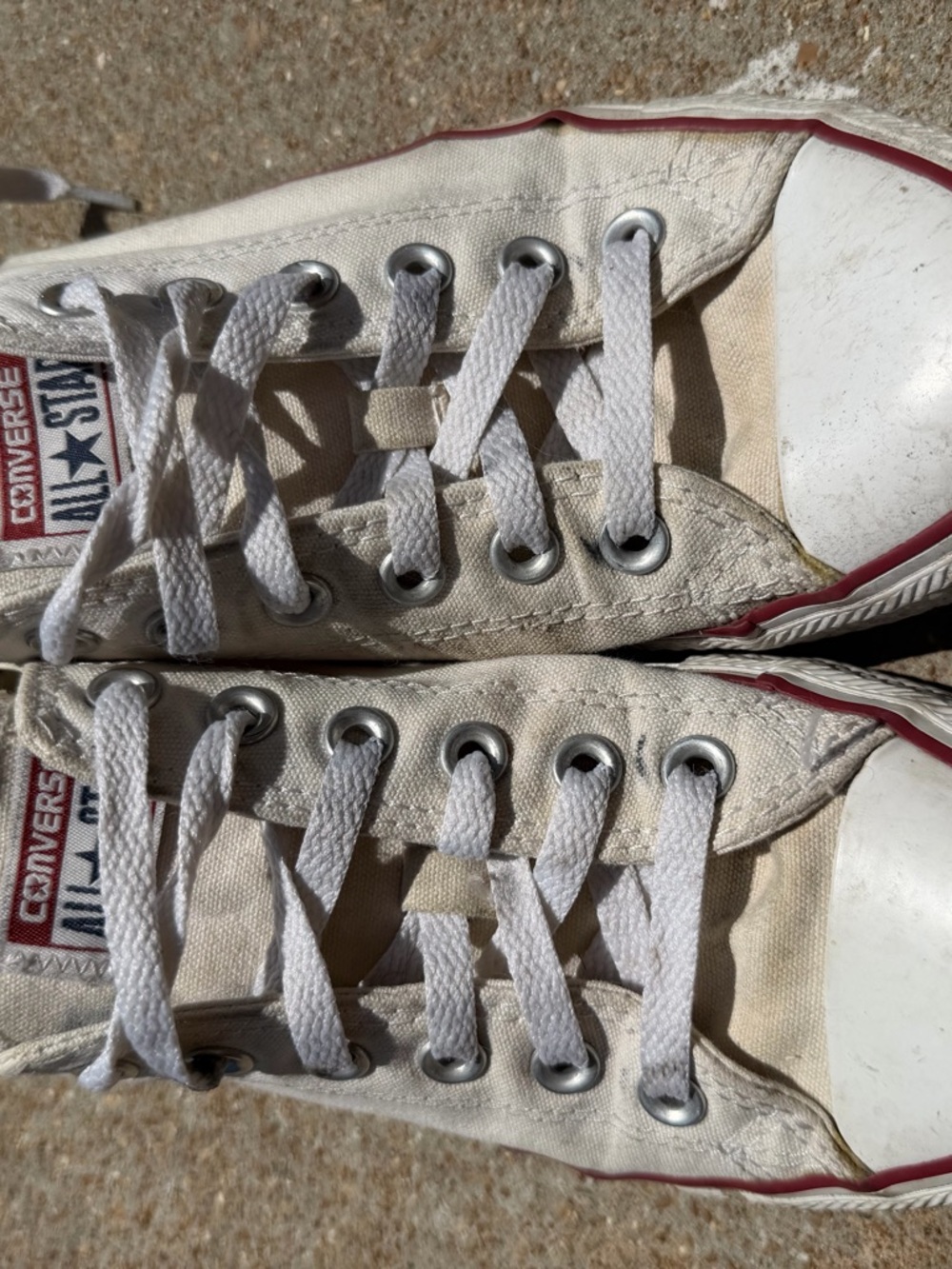 Converse Low Top Sneakers in Cream with White Laces